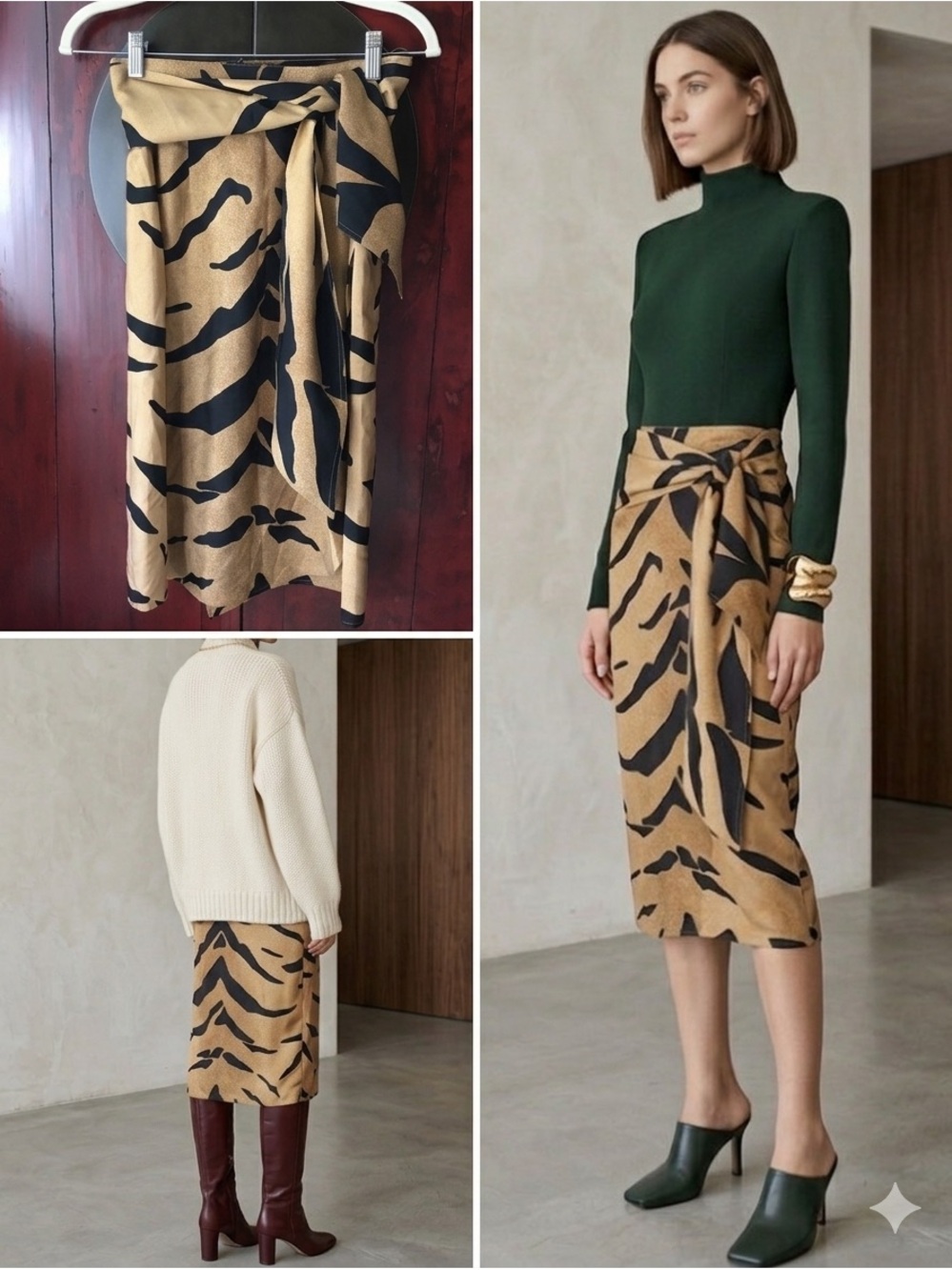 NWOT Vintage Perry Ellis SILK animal print wrap